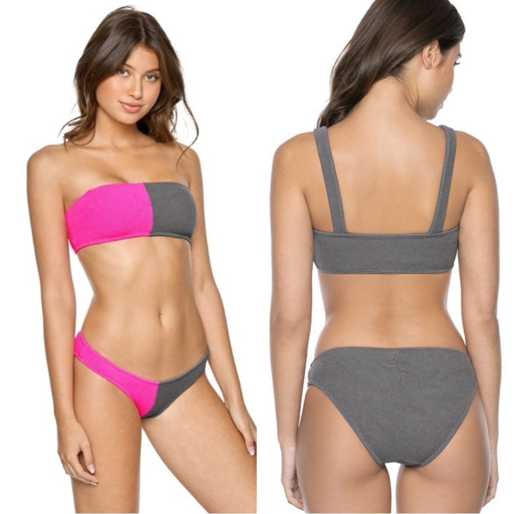 Pilyq Acai Reef Two Tone Bandeau Bikini Two Piece Swimsuit Size L